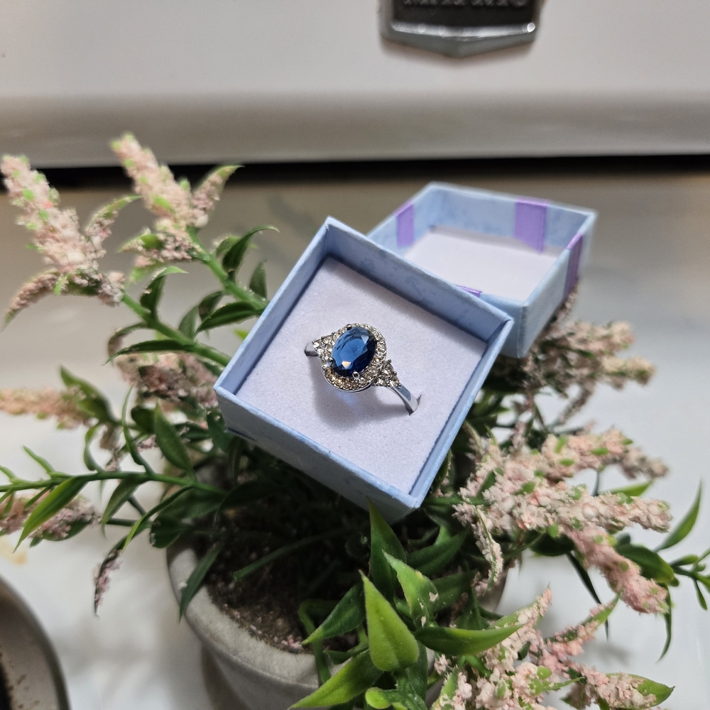 Sapphire Blue Silver Ring